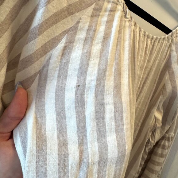 Free People Linen Folk Town Cream & White Striped Dress - Good condition, Size M - Picture 8 of 16